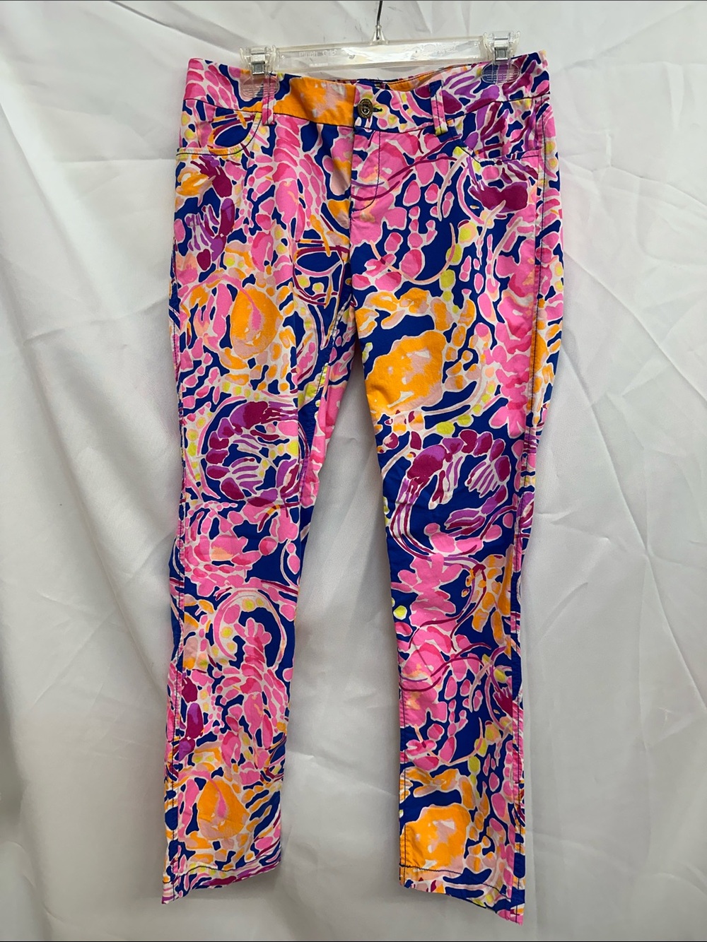 Lilly Pulitzer Pink Blue Orange Floral Print Pants